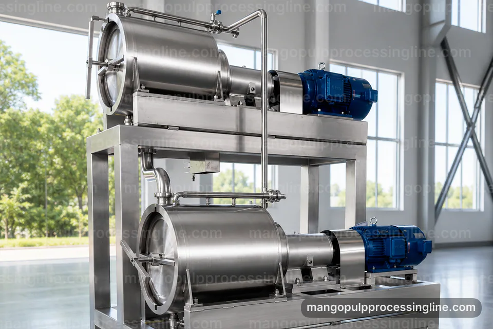 industrial mango pulp processing line, common buyer questions: pulping with fiber refinement section operating stage