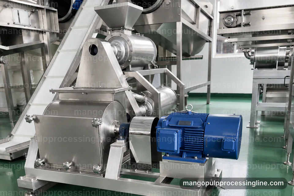 Industrial Mango Pulp Processing Line: Applied Process Engineering Operating Stage industrial mango pulp processing line, applied process engineering: mango destoner pulper operating stage