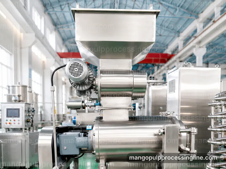 Industrial Mango Pulp Processing Line: Selection Criteria Interface industrial mango pulp processing line, selection criteria: mango destoner pulper connection view