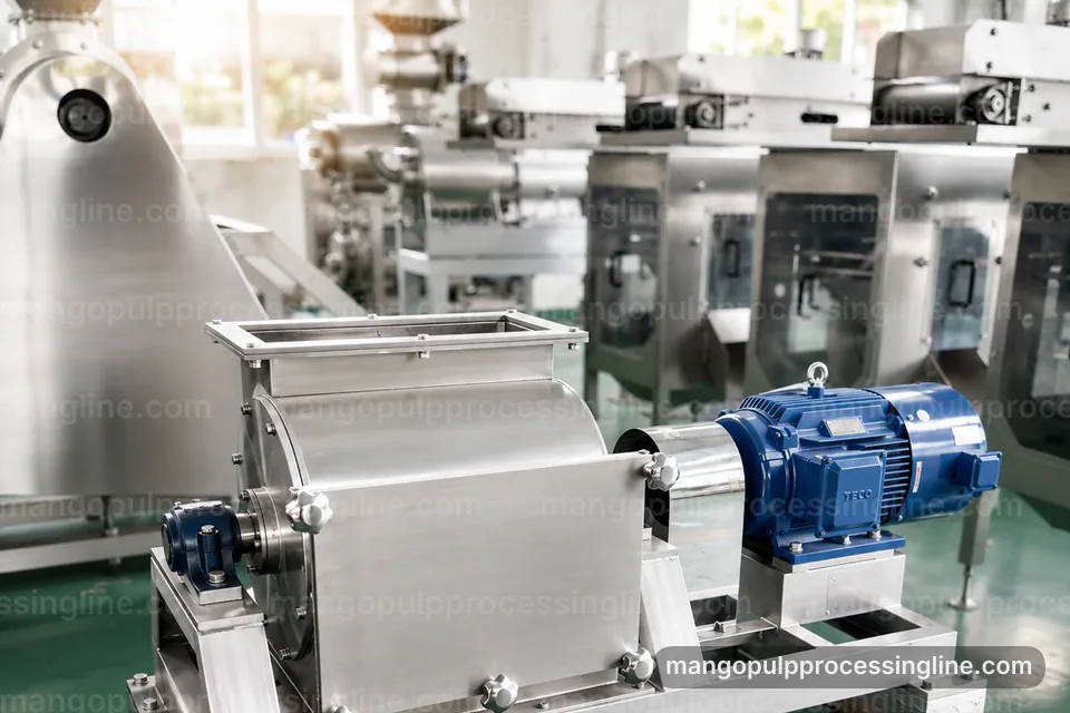 Industrial Mango Pulp Processing Line: Selection Criteria Operating Stage industrial mango pulp processing line, selection criteria: pulping with fiber refinement section operating stage